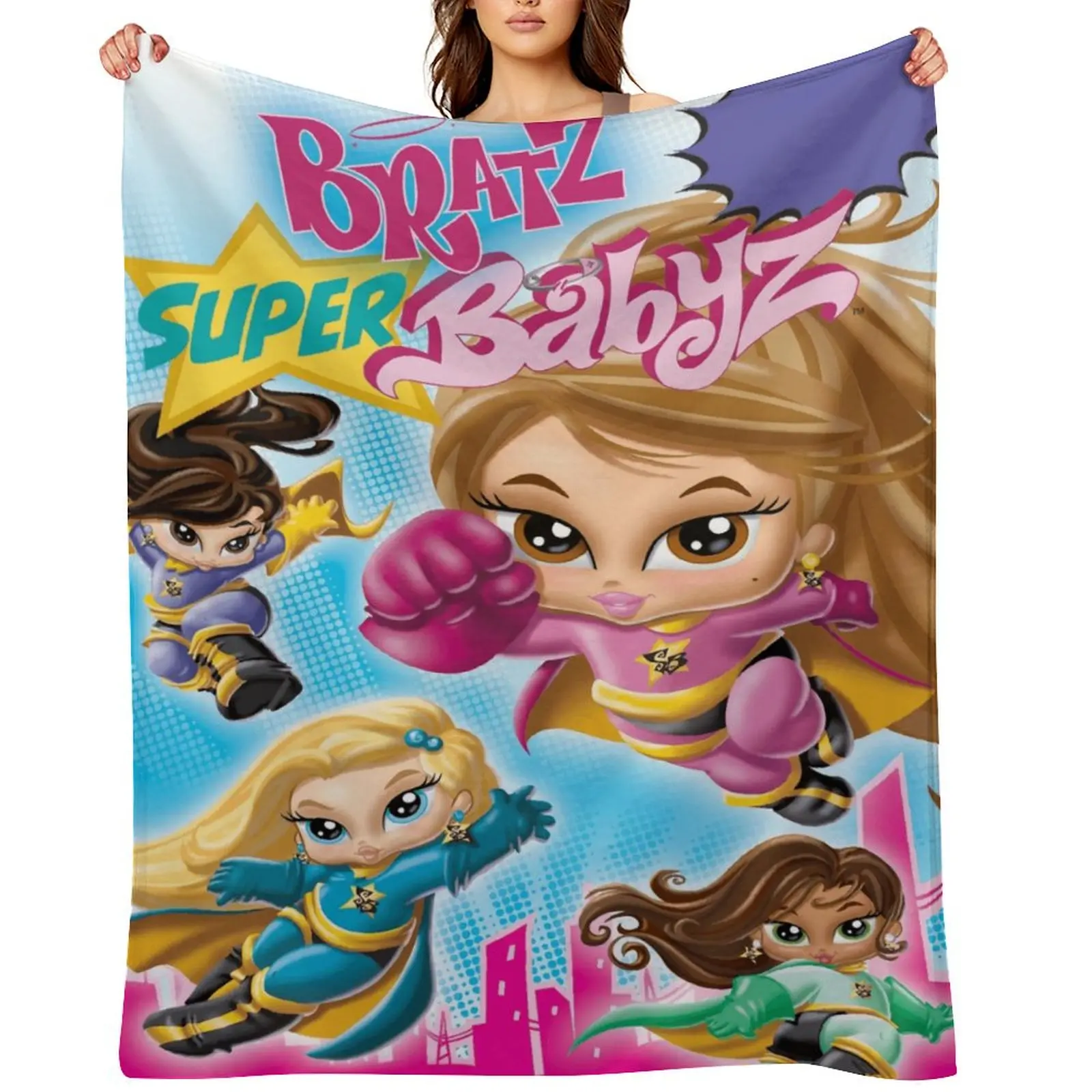 B-Bratz Vibrant Flannel Throw Blanket - Soft, Lightweight Funny Art Fleece Bedding for Sofa, Bed, Holiday Gift D910-200