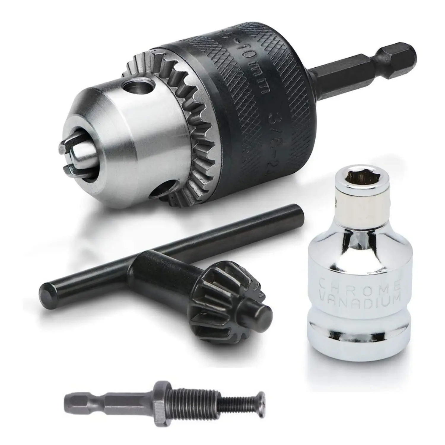 4Pcs 20754A 3/8” Drill Chuck Adapter | Chuck Drill for Impact Drivers with 1/4 Inch Quick Change Shank | Drill Converter Includes 1/2-Inch Adapter for Impact Guns | Hex to Chuck Drill Bit Adapter - Home Improvement.