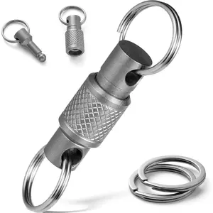 Titanium Quick Release Swivel Keychain, Pull Apart Detachable Keychain Heavy Duty Car Key Holder with Key Rings