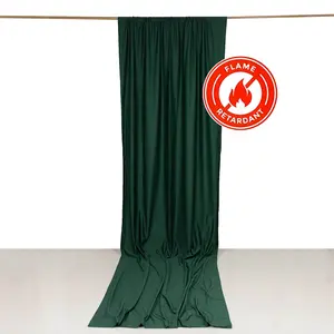 Hunter Emerald Green Scuba Polyester Backdrop Drape Curtain, Durable Flame Resistant Event Divider Panel Wrinkle Free With Rod Pockets - 5ftx14ft
