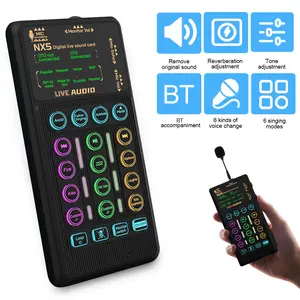 Portable Handheld Sound Card Set, Portable Voice Changer Device, Live Streaming Vocoder, Audio Mixer, Microphone Kit for Podcasts, Broadcasting, Gaming, Podcast Studio Equipment