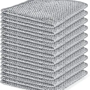 10 Counts Multipurpose Non-Scratch Wire Dishcloths Double Layer Reusable Dishwashing Rags for Wet Dry Use Kitchen Cleaning Cloth for Sinks Pans & Dishes Washable Durable Towels