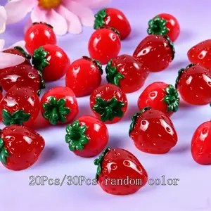 20Pcs/30Pcs Mini Resin Strawberry Cabochons Set, 3D Simulation Fruit Charms, Red Strawberry Decorations for Jewelry, Diy Beading Accessories, Hair Accessories, Phone Case Decor, Party Favors, Great Gift for Craft Lovers and DIY Enthusiasts