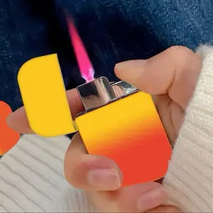 Pink Flame Butane Lighter Refillable Windproof Lighter Collection (Butane Gas Not Included) Metal