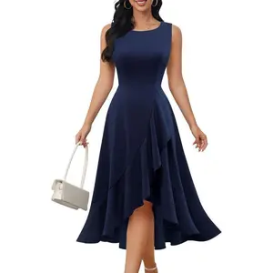 Women's Cocktail Party Formal Wedding Guest Church Dresses, Modest Graduation Prom Evening Dress