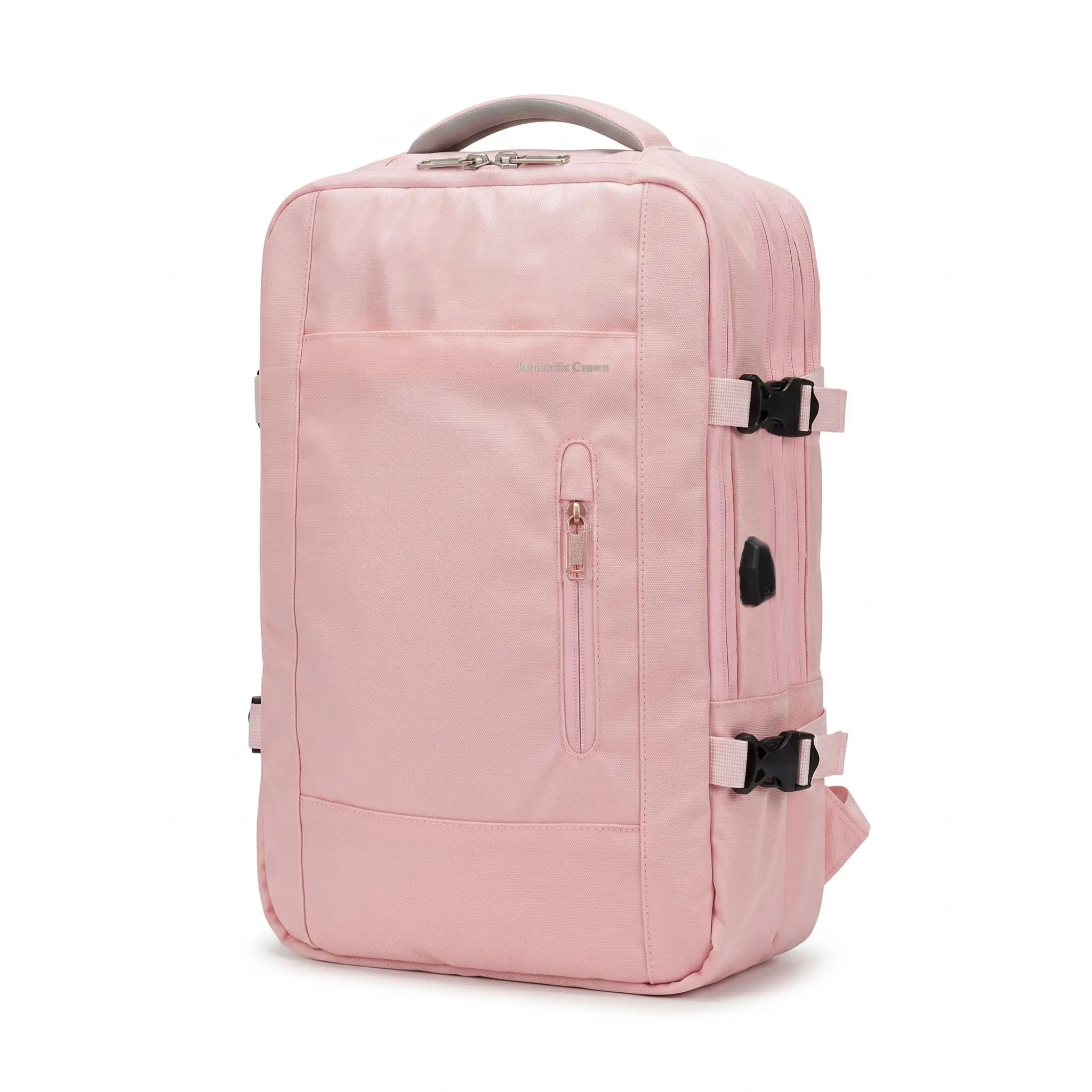 22L Expandable Travel Backpack, Fits 15.6-17.3 Inch Laptop, External USB Charging Port, Water Resistant Carry On Backpack with Trolley Sleeve and Breathable Mesh Back for Travel Work College, backtoschool
