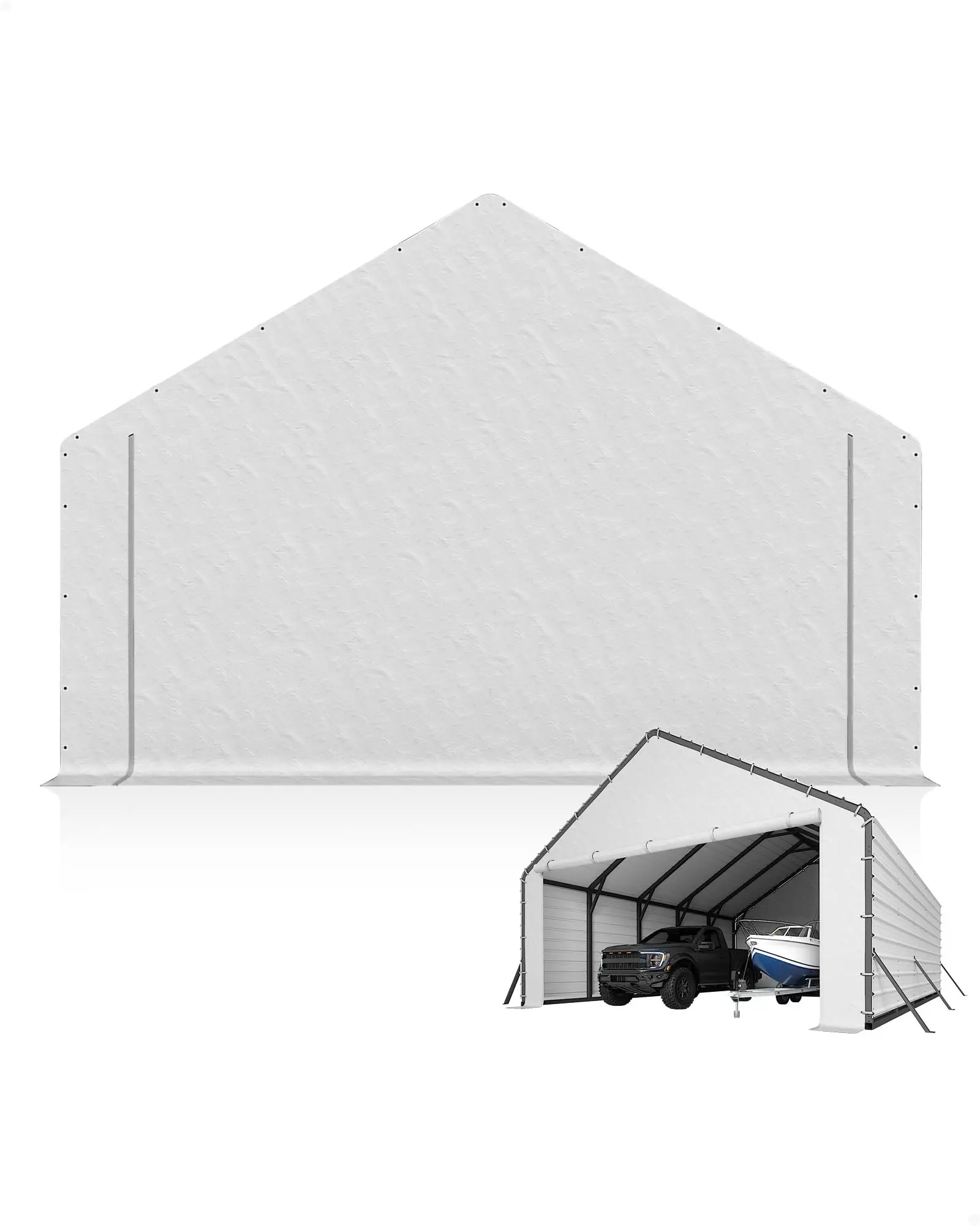 Gaomon Heavy-Duty PE Outdoor Shelter Metal Carport Enclosure Kit (2-Pack) - 220gsm Roll-Up Zipper Door Panels, UV Protection, All-Weather Defense, 40 Bungee Balls, Hassle-Free Setup, Custom-Designed for 20x25/20x20 ft Metal Carports, White