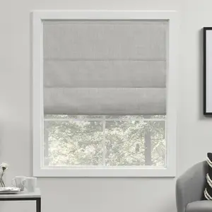 EXCLUSIVE HOME Acadia 100% Blackout Roman Shade, 34"x64", Silver