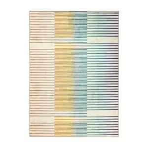 212 MAIN Flux Striped Area Rug, 5x7 ft Crystal Art My Magic Carpet, Multi-Color Machine-Washable Household Textile