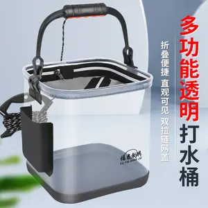 Waterproof Fishing Bucket Gear Bag, Foldable Transparent Live Fish Container, Abs Material, Ideal for Lure Stream Use