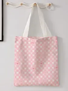 Heart Pattern Printed Casual Storage Bag for Daily Use, Trendy Night Scene Design, Perfect for Shopping and Office, Valentine's Day Gift
