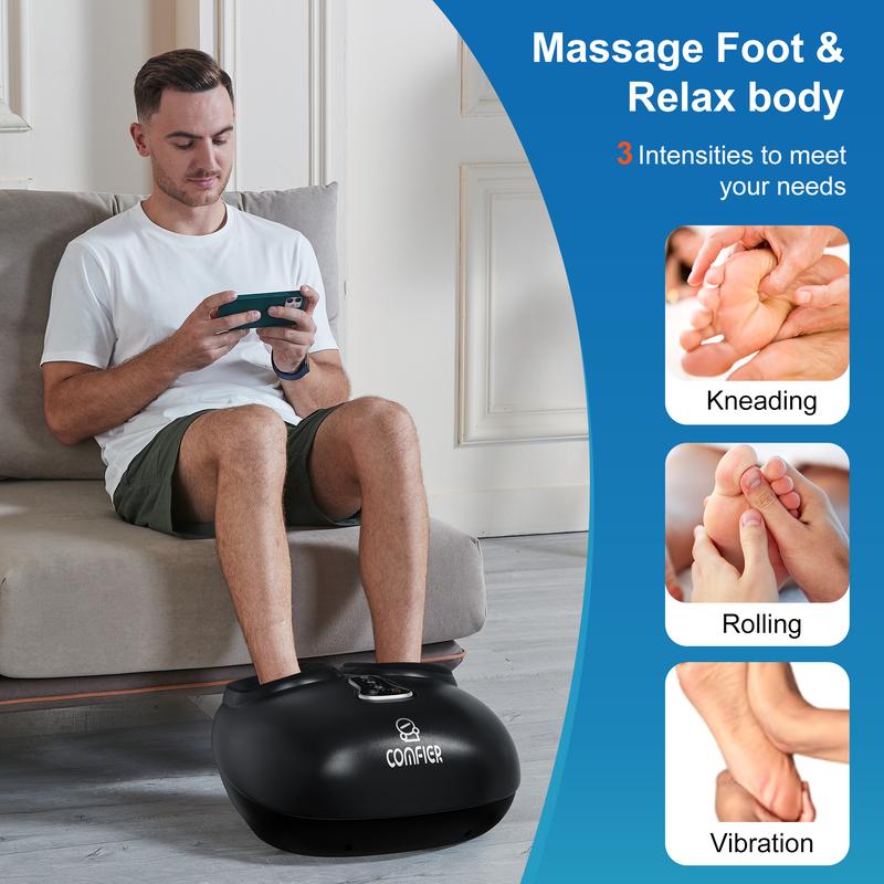 COMFIER Foot Massager Machine with Heat, Shiatsu Feet Massager  Remote Control, Customizable Settings, Pause Function, Comfort Adjustable Gift Mom