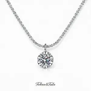 Moissanite Pendant Necklace for Women - S925 Sterling Silver, Luxury Round Cut, Jewelry Gift for Men, Women, and Girls