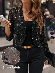 Women's All-Season Sheer Silver Color Long Sleeve Outerwear, Slim-Fitting H-Type Design, Casual Comfortable Windproof Sun Protection Cardigan