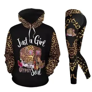 Camping Gypsy Girl All Over Print Leggings Hoodie Set Outfit For Women Gift