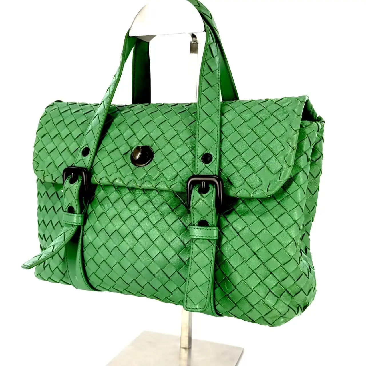 Pre-owned BOTTEGA VENETA Leather Shoulder Bags Intrecciato Messenger Bag with Brunito Hardware JV00290 NO2