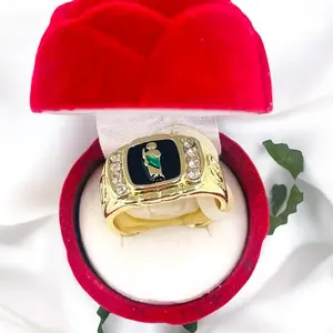 Elegant Saint Jude Thaddeus Ring for Men and Casual Female, 14k Gold Metal Coating, Green Cloak Design, Versatile Costume Jewelry Accessory (Display Not Included)