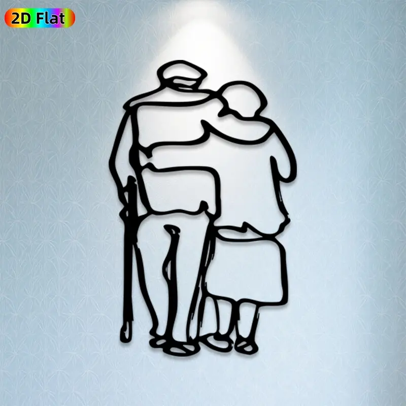 1pc Grandparent & Grandchild Metal Wall Art, Heartwarming Grandparent-Child Statue Mural, Ideal Gift for Grandparents Day, Christmas, Family Decor Enthusiasts, Rust-Resistant Metal Wall Decor Wall Sculptures,  Cherished Family-Themed Home Decor