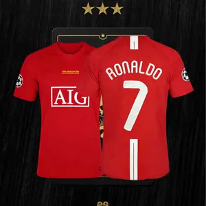 07 08/Home Kit/Short Sleeve /7# Ronaldo/Retro/Soccer Jersey/Red/Fans Version