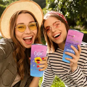 20 oz Insulated Vacuum Cup/Mug with Lid for Sisters/Best Friends, Suitable for Office and Everyday Use. Perfect for girls, family gatherings, camping trips, Valentine's Day, birthdays, graduations, and as a graduation souvenir.