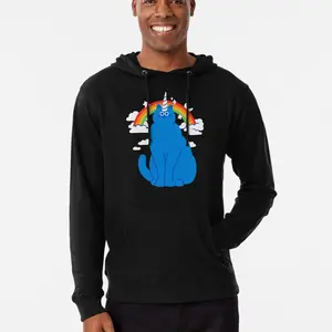 Blue Unicorn Cat Lightweight Hoodie Comfy Trendy Hoodie & Sweatshirt.Cuddly Hoodie- Soft & Warm Fall Sweater - Adorable Everyday Look