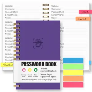 Mini Password Journal with Index Stickers, Multi-Functional Account Manager, Spiral Password Book, Address Book, Birthday Tracker, Portable Notebook