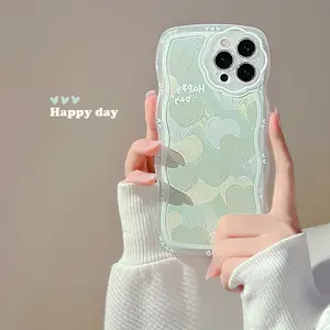 Oil painting green heart 12 suitable for iPhone 13 Apple 14 phone case 11 wave XR female XS transparent 15 Pro Max