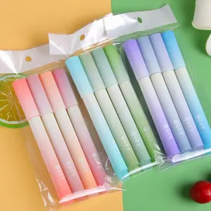 Gradient Color Highlighter Pen, 4 Counts/set Highlighter Marker Pen, Highlighter Marker Pen for Students, Smooth Writing Pens, Office Stationery & Supplies