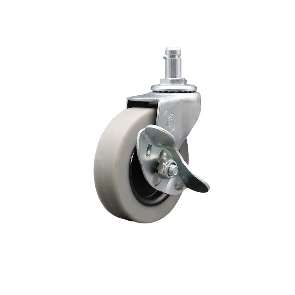 Service Caster SCC-GR05S310-TPRS-SLB-71678 3 in. Swivel Thermoplastic Rubber Caster Wheel with 0.43 in. by 0.875 in. Grip Ring Stem Caster & Brake