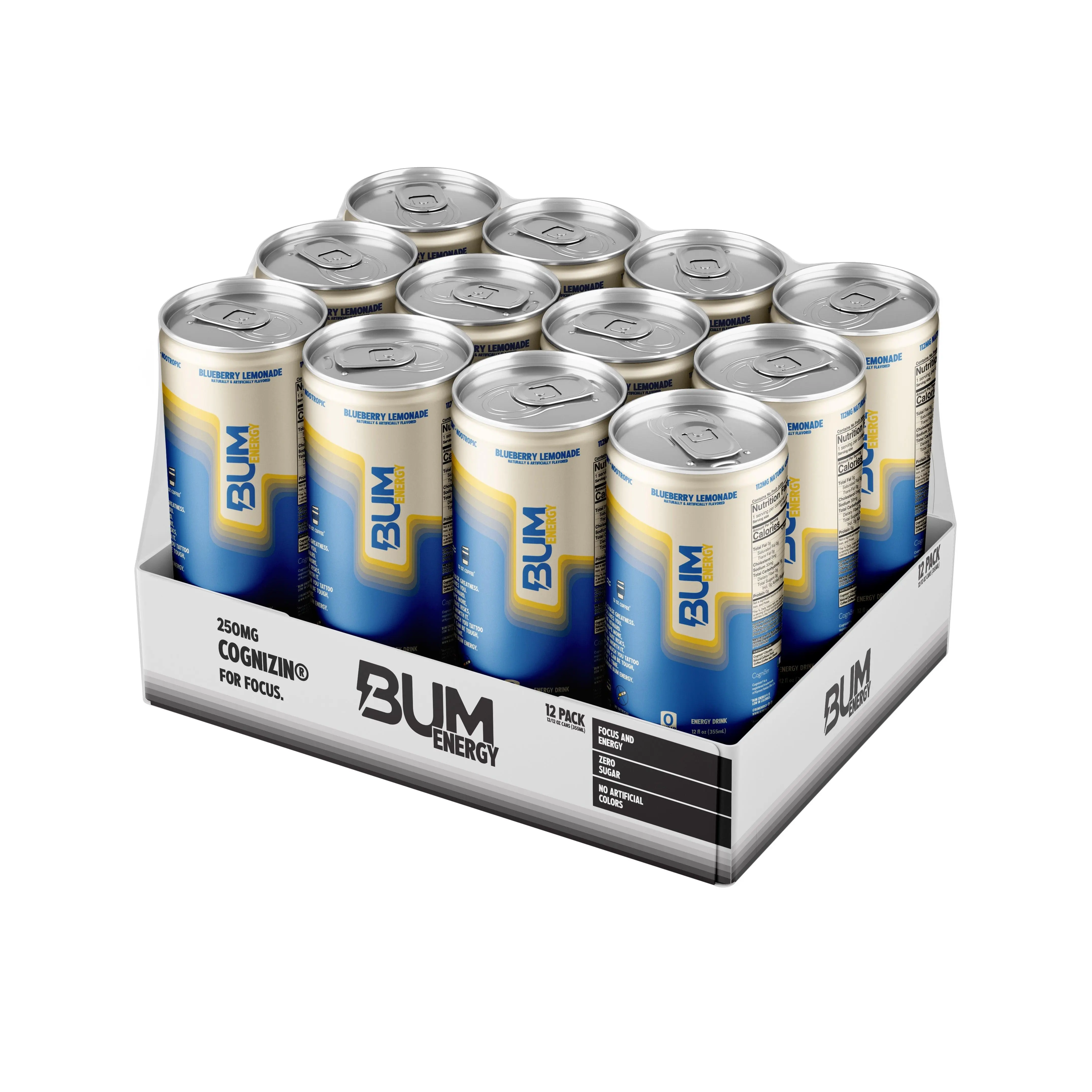 BUM Energy Drink – Sugar Free Energy Drink with Natural Caffeine & Cognizin for Energy & Focus – Clean Energy Beverage – 12 oz Cans (12 Pack) BUM Energy Drink – Sugar Free Energy Drink with Natural Caffeine & Cognizin for Energy & Focus – Clean Energy Beverage – 12 oz Cans (12 Pack)