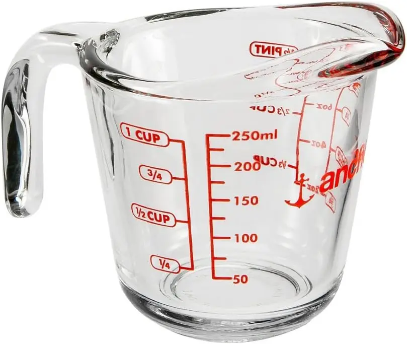 Anchor Hocking 8 oz Glass Measuring Cup - Kitchen Utensil for Cooking, Baking, Suitable for Glass Measuring Cups for Liquids