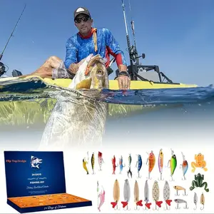 Christmas Fishing Bait Calendar, 24 Days Countdown, Gift for Husband Friends Colleagues, Fishing Tool Christmas Present