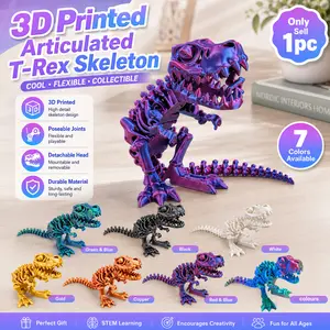 3D Printed T-Rex Skeleton, Joints Can Be Freely Moved, Dinosaur Model Ornament,High Detail 3D Print,Flexible T-Rex Figurine, Poseable Dinosaur Bones Figures for Adult Stress Relief,Dragon Home Decor for Living Room Bedroom Office,Perfect Gift