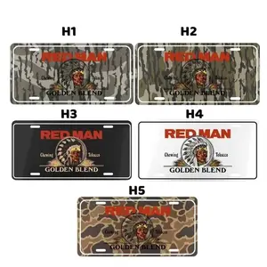 Vintage "Red Man" Chewing Tobaccos License Plate - Old School Camo & Bottomland Design - Durable Aluminum Car Tag - 12x6 Inch - Hunting & Farm Life Gift