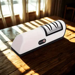 Instant Blade Revival: Electric 2-Stage Sharpener for Straight-Edged Knives - Compatible with Ceramic & Boning Knives