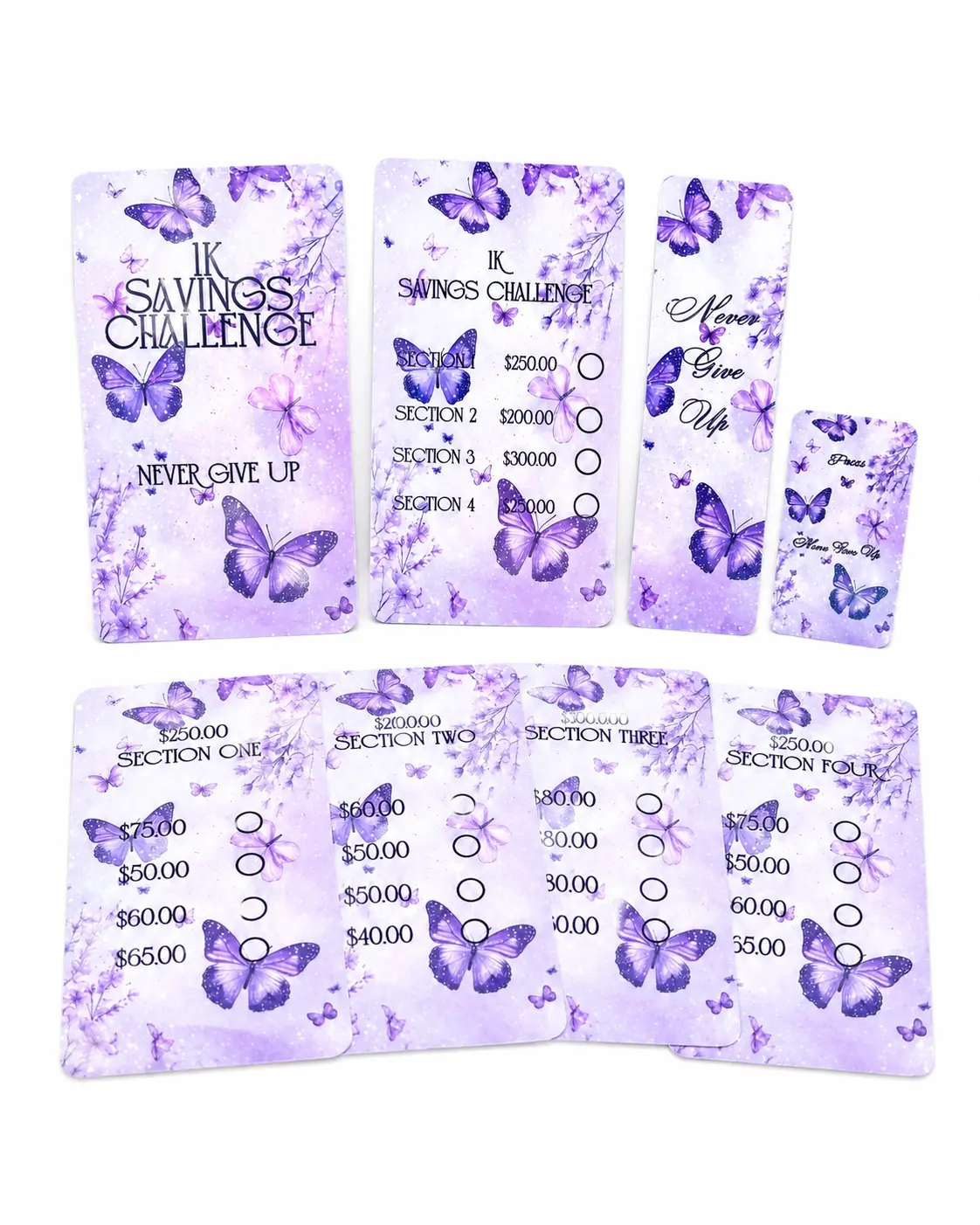 1K A6 White Binder Bundle with Purple Butterflies