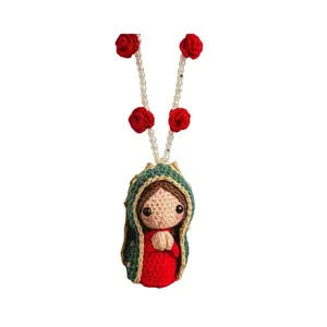 Handmade Knitted Virgin Mary Pendant – Christian Faith Charm Gift