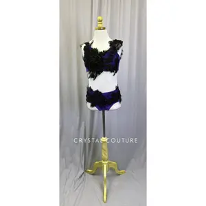 Custom Purple with Black Appliques Two-Piece Set
