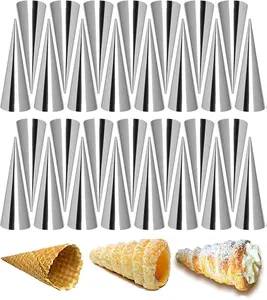 30pcs Non-Stick Cream Horn Cones Tubes Stainless Steel Conical Croissant Pastry Baking Moulds Set, Cannoli Form Roll Mold Corner Shaper for Christmas Anniversary and Daily Use
