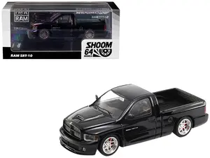 2003 Dodge Ram SRT-10 Pickup Truck Black 1/64 Diecast Model Car by Shoom64 Models