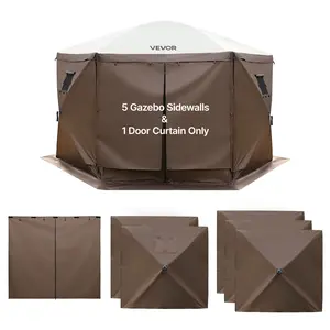 VEVOR Canopy Sidewalls, 5.67 x 4.85 ft, Canopy Tent Walls with Waterproof and Sunlight Protection, 1 Zippered Door & 2 Windows Design for Outdoor Event Tents, Vendor Booths (6 Sidewalls Only, Brown)
