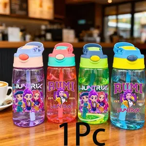 K-Pop Color 480ML Party Water Cup, Large Capacity with Straw, Portable Handle, Non-Leaking, Ideal for Birthdays & Holidays, Portable Water Bottle