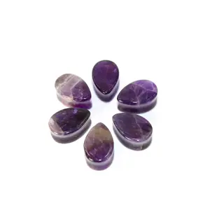 Natural Amethyst Crystal Tear Drop Plugs - Polished Purple Gauges, Pair Set Natural Crystal Earrings