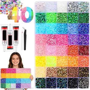 DIY Rhinestone Bedazzling Kit with Mixed Size Flatback Resin Rhinestones, Nail Art & Craft Supplies for Clothing, Cups, Phone Cases & Jewelry Glitter Base French Tip Diy Nails