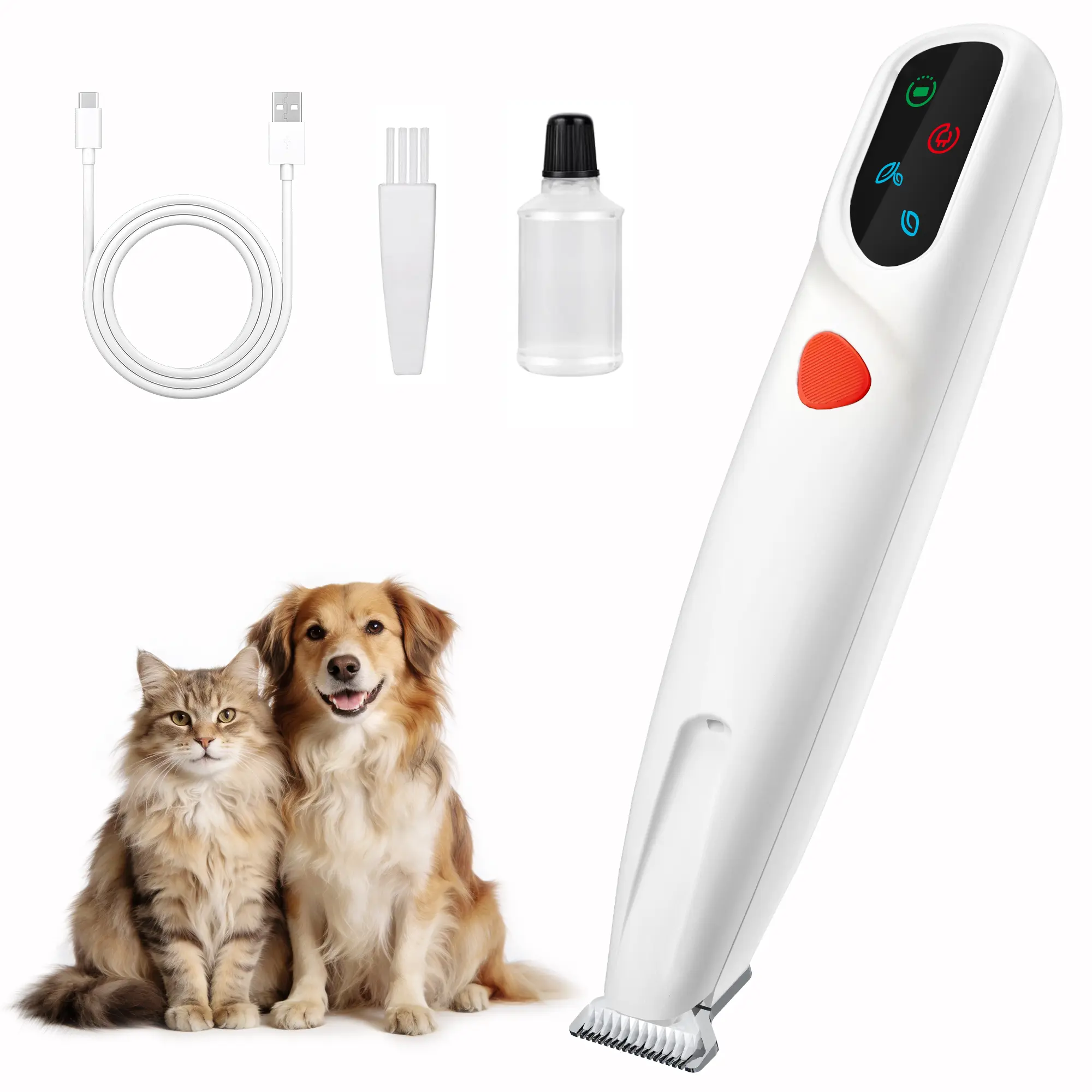 Potaroma Waterproof Pet Grooming Trimmer, 2-Speed Electric Hair Shaver for Dog Cat, Micro Precision Clipper with 18mm Ceramic Blade, LED Light & USB Rechargeable for Paws Face Ear Trimming