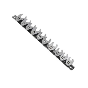 10 Piece Crowfoot Wrench Replacement Set, 10mm to 22mm Open End Wrench Kit for 3/8 Inch Drive Ratchet, Metric Fish Tail Wrench Set with Clip Holder