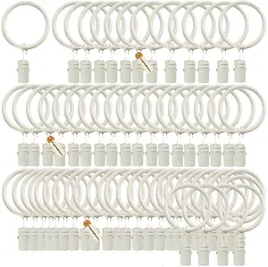 Lsgoodcare 60Pcs Curtain Clips with Rings White 1Inch, Strong Metal Decorative Curtain Clip, Drapery Clip Rings