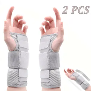 2 Pack Adjustable Wrist Brace for Men & Women (Left+Right Hand) – Ergonomic Night Support with Rigid Metal Splints, Flexible Plastic Splints, Breathable Stabilizer, Aluminum Stays Arm, Hand & Finger Supports for Carpal Tunnel, Arthritis, Tendonitis Relief