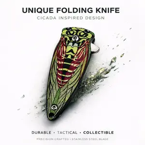 Lightweight Folding Knife 1-Count: Portable Stainless Steel with 3D Handle, Perfect for Camping, Barbecue, Fishing, Hiking, Outdoor Use & Halloween