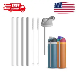 4Pcs Replacement Stainless Steel Straws Compatible with Owala Bottle 24oz 32oz